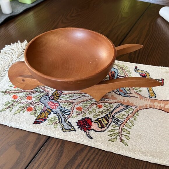 Rare MCM Fine Quality Lacquer Cherry Wood nut bowl wheelbarrow - Picture 2 of 6
